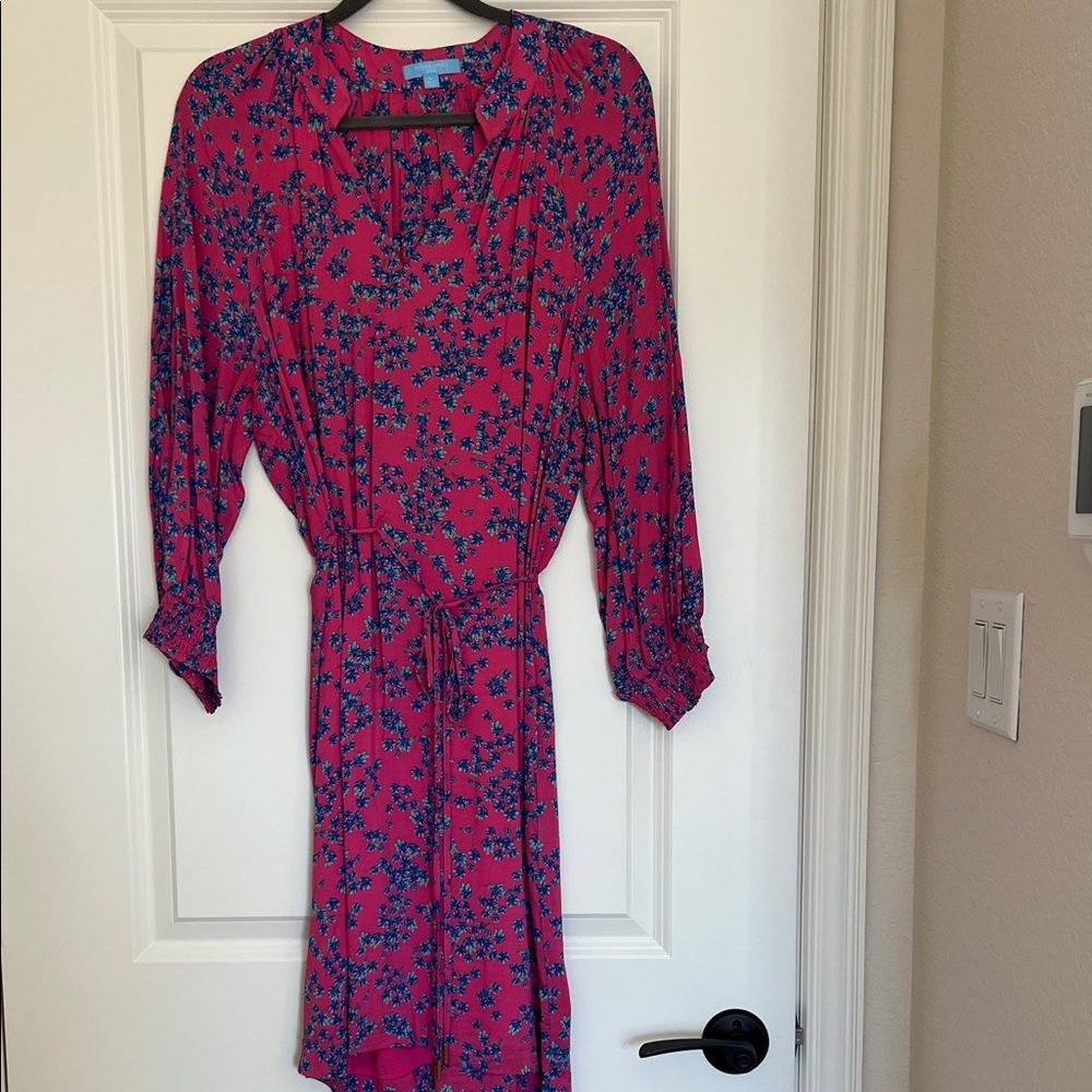 Draper James Pink and Blue Floral Long Sleeve Dress